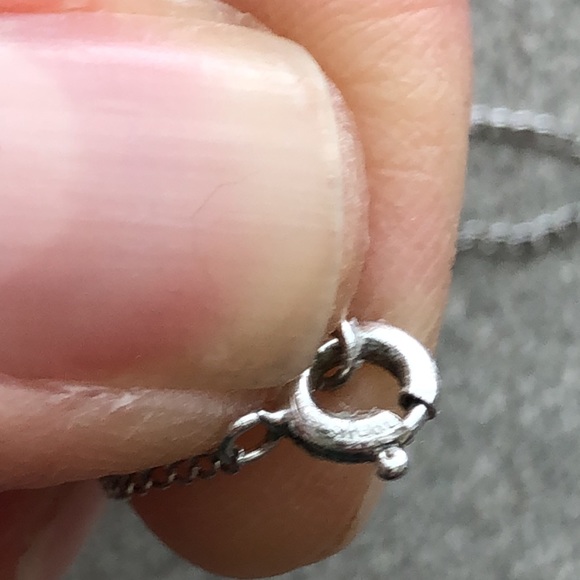 Palladium 14k white gold plated pendant on 925 Sterling Silver chain 15” CZ - Picture 4 of 4